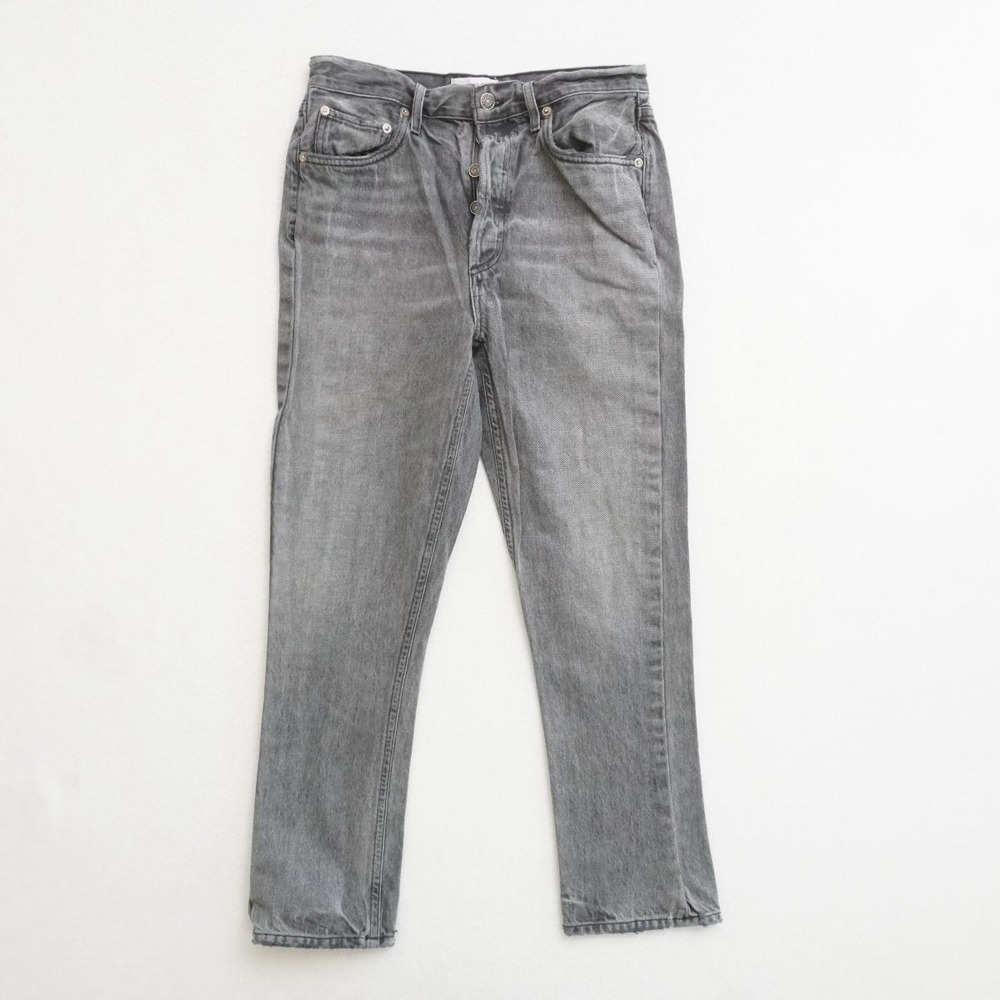 AGOLDE Denim Jeans Button Fly Gray Straight High Rise Cropped Ankle Size 27